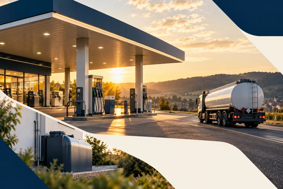 Illustratives KI-Motiv: Tankstelle und Energieversorgung